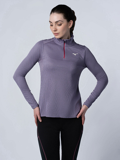 Лонгслив женский Mizuno Dryaeroflow Half Zip Cadet - Фото 8 большая