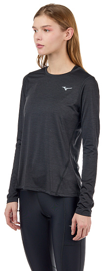 Футболка женская Mizuno Impulse Core LS Чер - Фото 5 большая