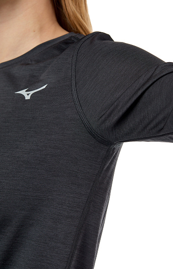 Футболка женская Mizuno Impulse Core LS Чер - Фото 7 большая