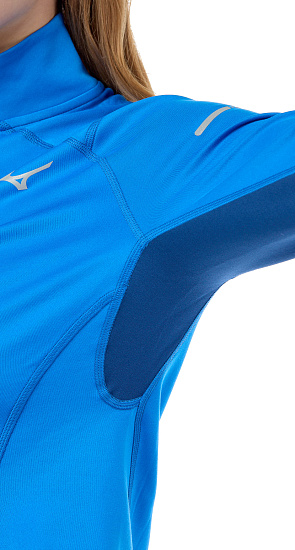 Лонгслив женский Mizuno Warmalite HZ Синий - Фото 9 большая