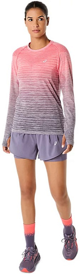 Лонгслив женский ASICS Seamless Top Coral Reef/Greyish Purple - Фото 9 большая