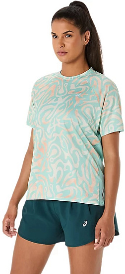 Футболка женская ASICS Road Lite-Show Top Oasis Green/Multicolour - Фото 3 большая
