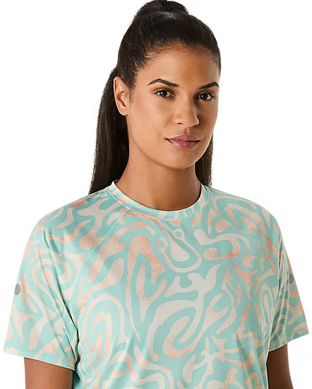 Футболка женская ASICS Road Lite-Show Top Oasis Green/Multicolour - Фото 4 большая