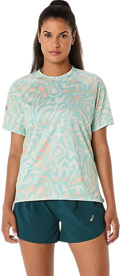 Футболка женская ASICS Road Lite-Show Top Oasis Green/Multicolour - Фото 1 большая