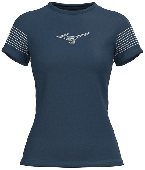 Футболка женская Mizuno Athletics Blue Wing Teal - Фото 1 большая