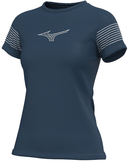 Футболка женская Mizuno Athletics Blue Wing Teal - Фото 2 большая
