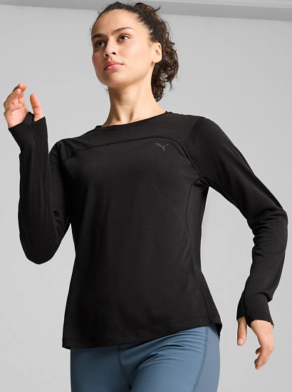 Лонгслив женский Puma Seasons Tech Wool Ls Black - Фото 2 большая
