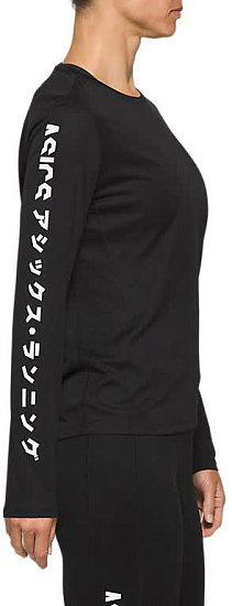 Футболка женская ASICS Katakana LS Performance Black - Фото 4 большая