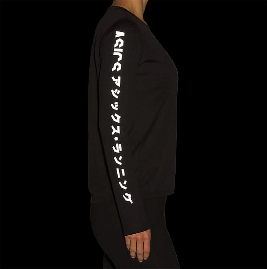 Футболка женская ASICS Katakana LS Performance Black - Фото 6 большая