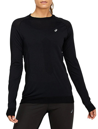 Футболка женская ASICS Winter Seamless LS Performance Black/Graphite Grey - Фото 1 большая