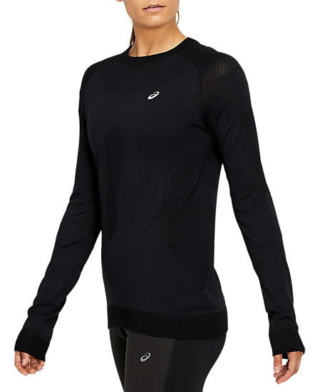 Футболка женская ASICS Winter Seamless LS Performance Black/Graphite Grey - Фото 3 большая