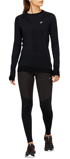 Футболка женская ASICS Winter Seamless LS Performance Black/Graphite Grey - Фото 7 большая