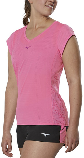 Футболка женская Mizuno Aero розовый - Фото 3 большая