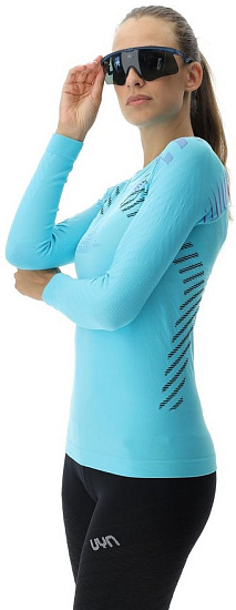 Лонгслив женский UYN Running Ultra1 Ow Curacao/Black/Purple - Фото 2 большая