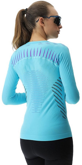 Лонгслив женский UYN Running Ultra1 Ow Curacao/Black/Purple - Фото 3 большая