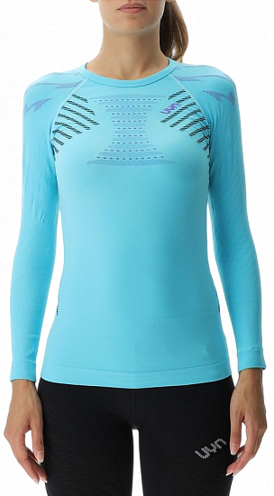 Лонгслив женский UYN Running Ultra1 Ow Curacao/Black/Purple - Фото 1 большая