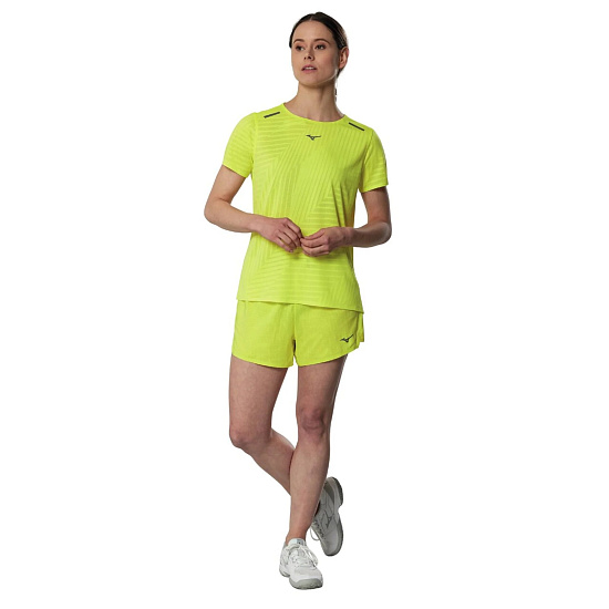 Футболка женская Mizuno Tech Light Lightning Yellow - Фото 4 большая