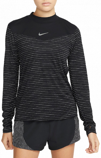 Футболка женская Nike Dri-FIT Run Division LS Black/Atomic Orange - Фото 1 большая
