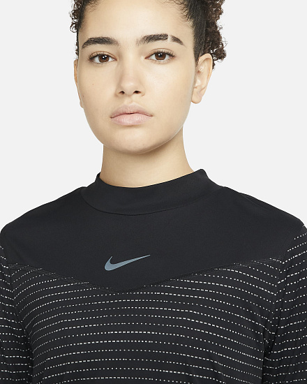 Футболка женская Nike Dri-FIT Run Division LS Black/Atomic Orange - Фото 4 большая