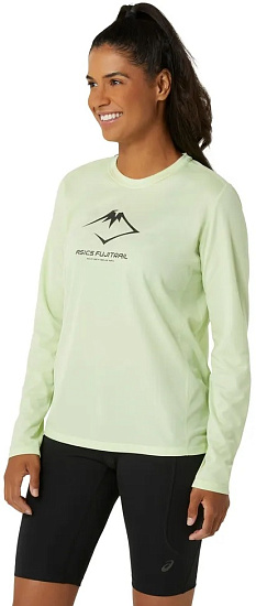 Лонгслив женский ASICS Fujitrail Logo Top Saxon Green/Light Ube - Фото 3 большая