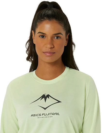 Лонгслив женский ASICS Fujitrail Logo Top Saxon Green/Light Ube - Фото 4 большая