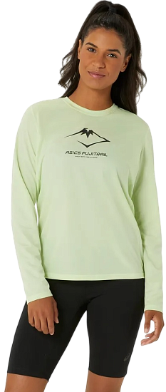Лонгслив женский ASICS Fujitrail Logo Top Saxon Green/Light Ube - Фото 2 большая