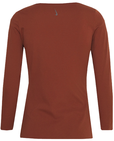 Футболка женская Nike Yoga Luxe L/S Oxen Brown/Iron Grey - Фото 2 большая