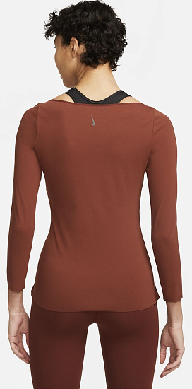 Футболка женская Nike Yoga Luxe L/S Oxen Brown/Iron Grey - Фото 4 большая