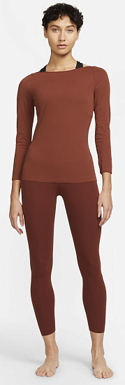 Футболка женская Nike Yoga Luxe L/S Oxen Brown/Iron Grey - Фото 6 большая