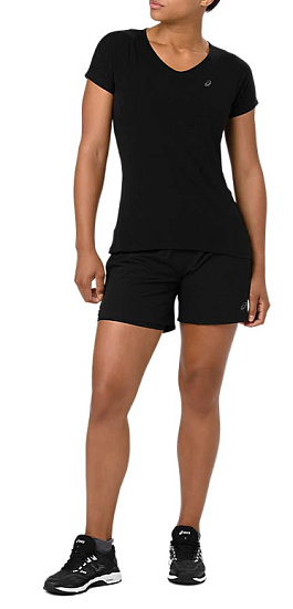 Футболка женская ASICS V-Neck Ss Top Performance Black - Фото 6 большая