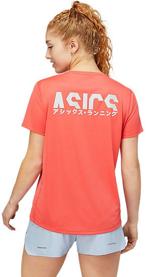 Футболка женская ASICS Katakana Ss Pink Grapefruit - Фото 4 большая