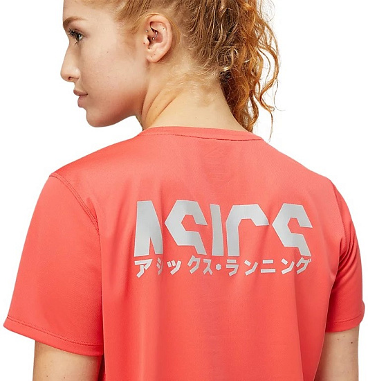 Футболка женская ASICS Katakana Ss Pink Grapefruit - Фото 6 большая