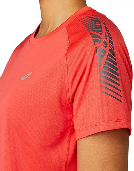Футболка женская ASICS Icon Ss Pink Grapefruit/Carrier Grey - Фото 8 большая