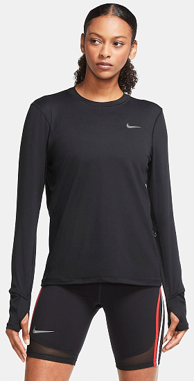 Футболка женская Nike Running Crew Black - Фото 2 большая