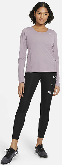 Футболка женская Nike City Sleek LS Pink - Фото 7 большая