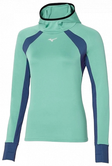 Лонгслив женский Mizuno Warmalite Hooded Ls Dusty Jade - Фото 1 большая