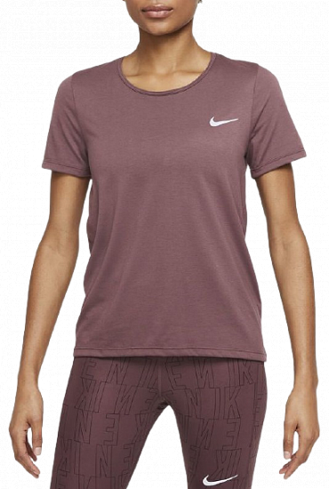 Футболка женская Nike Dri-FIT Run Division Dark Wine/Black/Reflective Silver - Фото 1 большая