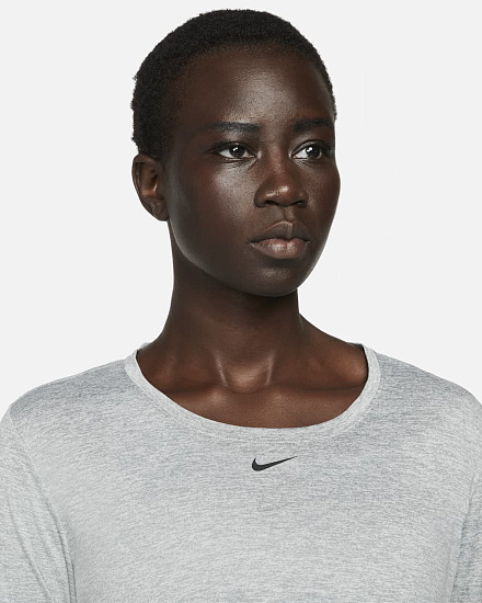 Футболка женская Nike Dri-FIT One Particle Grey/Heather/Black - Фото 4 большая