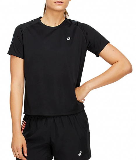 Футболка женская ASICS Icon Ss Performance Black/Carrier Grey - Фото 1 большая