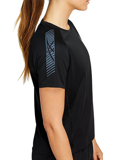 Футболка женская ASICS Icon Ss Performance Black/Carrier Grey - Фото 4 большая