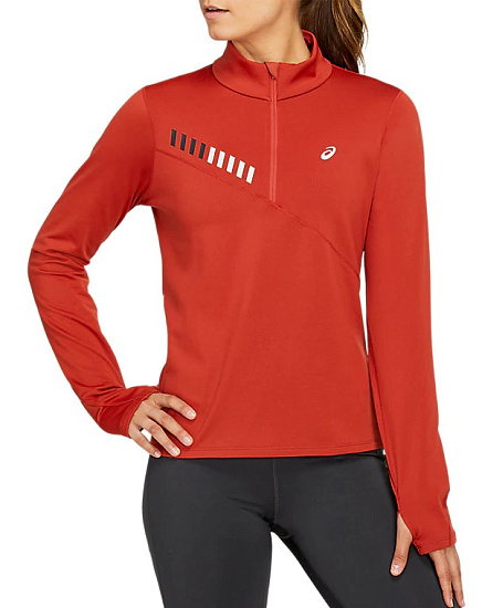 Футболка женская ASICS Lite-Show Winter 1/2 Zip Spice Latte/Graphite Grey - Фото 1 большая