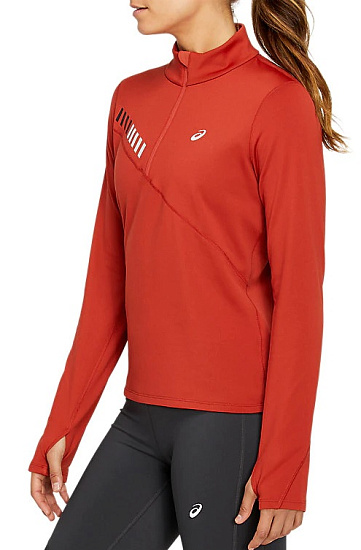 Футболка женская ASICS Lite-Show Winter 1/2 Zip Spice Latte/Graphite Grey - Фото 3 большая