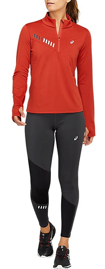 Футболка женская ASICS Lite-Show Winter 1/2 Zip Spice Latte/Graphite Grey - Фото 7 большая