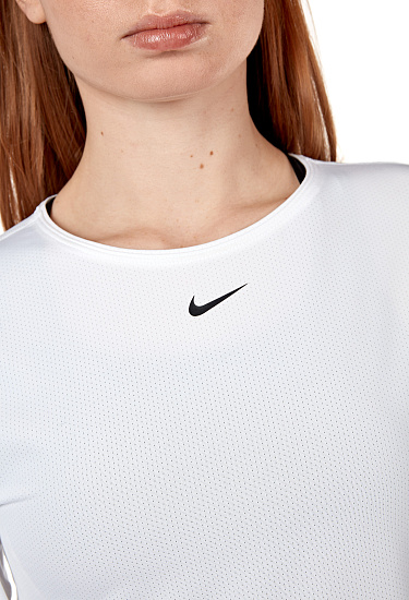 Футболка женская Nike Np Top LS All Over Mesh White/Black - Фото 6 большая
