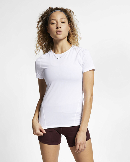 Футболка женская Nike Np 365 Top SS Essential White/Black - Фото 2 большая