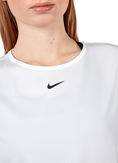 Футболка женская Nike Np 365 Top SS Essential White/Black - Фото 9 большая