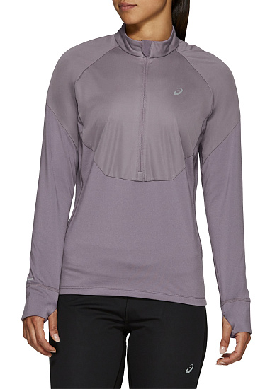 Футболка женская ASICS Windblock 1/2 Zip Lavender Grey - Фото 3 большая