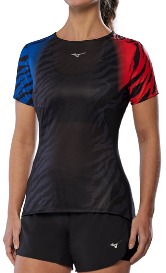 Футболка женская Mizuno DryAeroFlow Graphic Oni Red/Oni Blue - Фото 2 большая