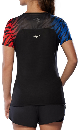 Футболка женская Mizuno DryAeroFlow Graphic Oni Red/Oni Blue - Фото 3 большая