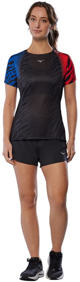 Футболка женская Mizuno DryAeroFlow Graphic Oni Red/Oni Blue - Фото 4 большая